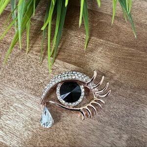 NWT! Rose Gold Brooch Pin - “Eye Tear Drop” “Lashes” Unique Statement Design